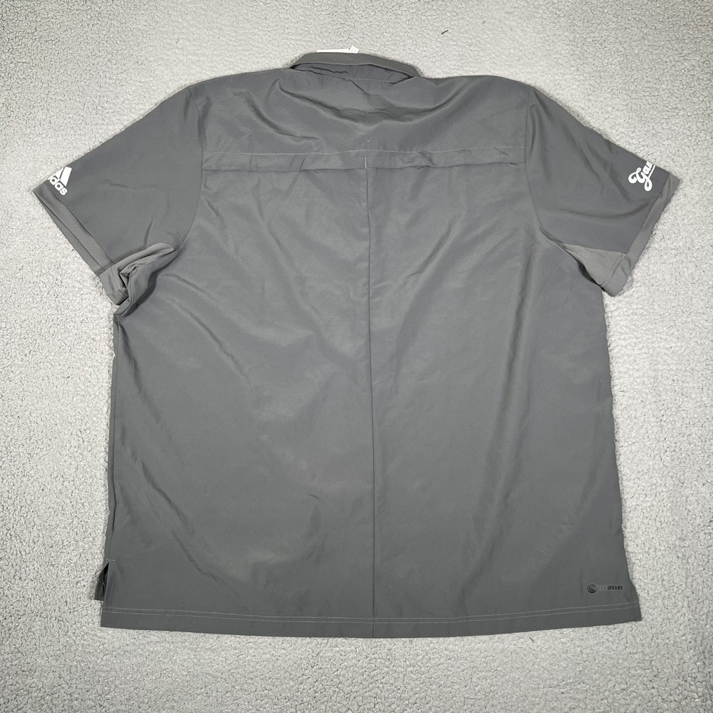 Adidas Shirt Mens 2XL Gray Full Button Shirt Vented Performance Stretch Logo NWT - Picture 14 of 15